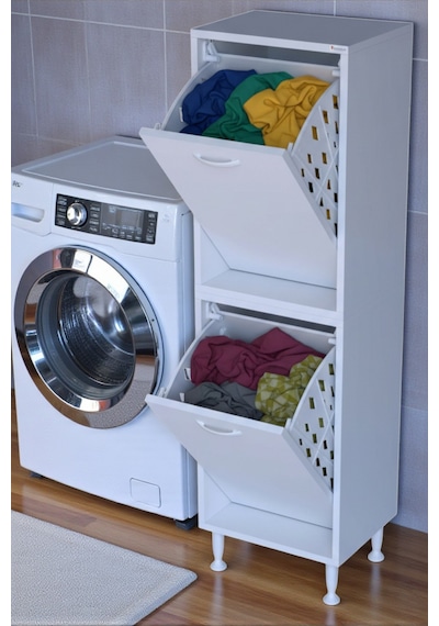 Eliusta Veluna 50 Cm Kirli Çamaşır Sepetli Dolap Banyo Dolabı Beyaz 50x138x32,5 Cm 2 Sepetli Dolap Beyaz Eliusta Veluna 50 Cm Kirli Çamaşır Sepetli Dolap Banyo Dolabı Beyaz 50x138x32,5 Cm 2 Sepetli Dolap Beyaz