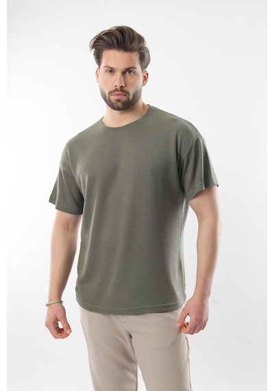 Haki Bisiklet Yaka Erkek T-shirt E7128 Haki