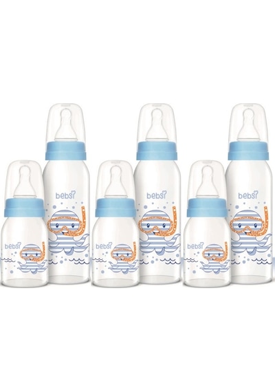 Bebsi Cam Biberon Seti Mavi 250ml+125ml 3 Lü Set