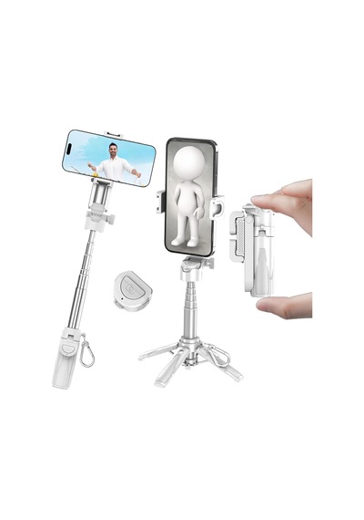 Jmary Mt-18 360 Derece Dönebilen Kumandalı Selfie Çubuğu Ve Tripod Beyaz