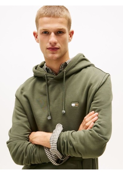 Tommy Hilfiger Tjm Reg Badge Hoodıe Ext Erkek Yeşil Kazak - Dm0dm20258