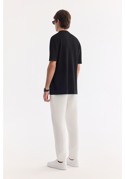Avva Erkek Siyah Polo Yaka Önden Düğmeli Regular Fit Triko T-shirt A61y5017