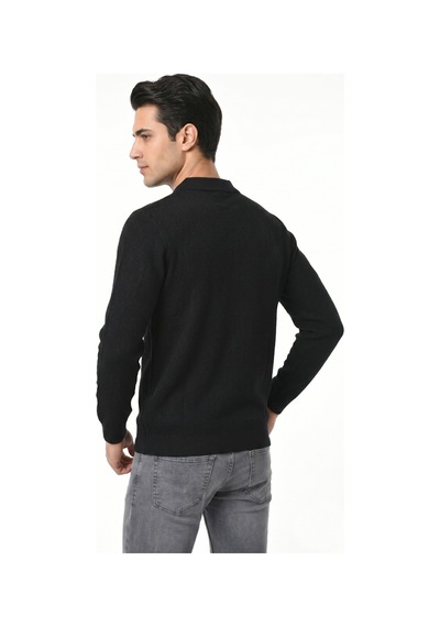 Foterman Erkek Spor Polo Yaka Mevsimlik Kazak Bgl-st05443 Siyah