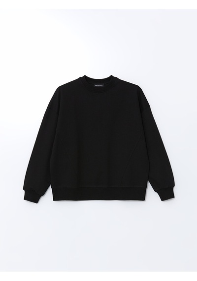 Lcw Modest Siyah Bisiklet Yaka Oversize Kadın Tesettür Sweatshirt