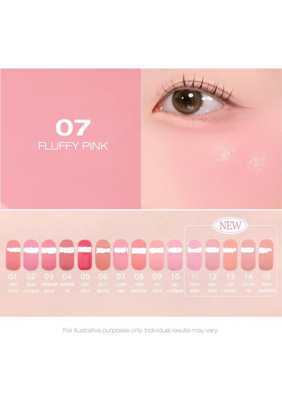 İnce Yapılı, Ciltle Bütünleşen, Pigmentli Likit Allık Syrupy Tok Cheek 07 Fluffy Pink Çok Renkli