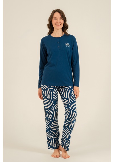 Arnetta 3765 Modal Pamuk Uzun Kol Yumuşak Dokulu Battal Büyük Beden Kadın Pijama Takımı Saks Mavi Arnetta 3765 Modal Pamuk Uzun Kol Yumuşak Dokulu Battal Büyük Beden Kadın Pijama Takımı Saks Mavi