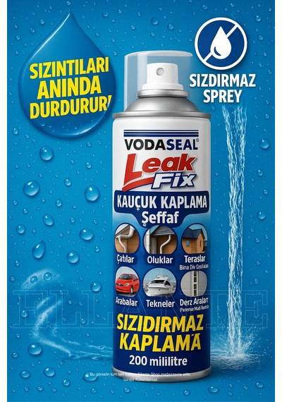 Vodaseal Leak Fix Şeffaf Kauçuk Kaplama Sprey 200 Ml Sızdırmaz Kaplama, Suya Dayanıklı,