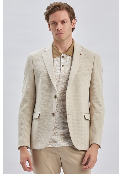 İmza Bej Desenli Örme Mono Yaka Likralı 6 Drop Slim Fit Dar Kesim Casual Ceket 1002240157-bej Bej İmza Bej Desenli Örme Mono Yaka Likralı 6 Drop Slim Fit Dar Kesim Casual Ceket 1002240157-bej Bej