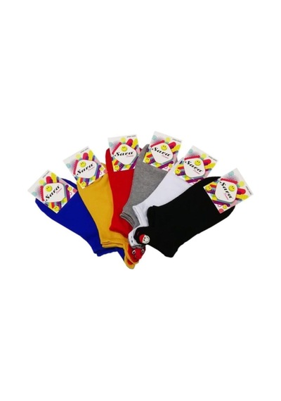 Bonbonetti Kadin 6 Li Renkli Emoji Figürlü Nakişli Patik Çorap Çok Renkli