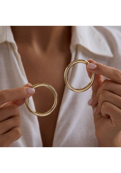 14k Altın Halka Küpe 4 Mm 4.5 Cm T14313 Renkli