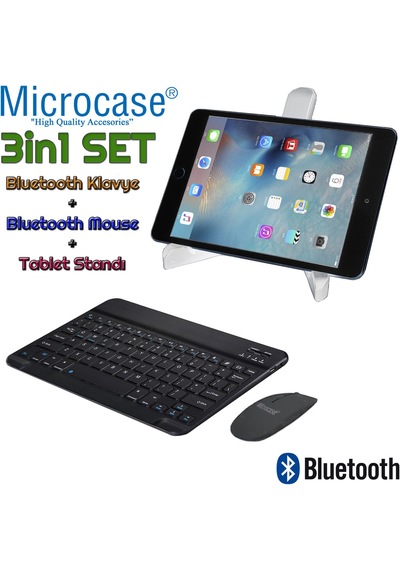 Microcase Apple Uyumlu iPad  Pro 12.9 2018 Bluetooth Klavye 27 CM +Bluetooth Mouse + Stand - AL2755