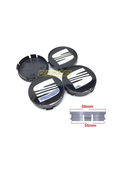 Seat Jant Göbek Arması Siyah 55-58Mm