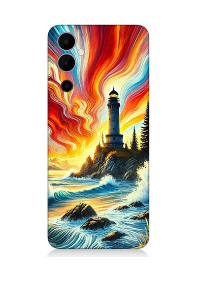 Tecno Pova Neo 2 Uyumlu Alevli Fener Kayalık Yalnızlığı Desenli Silikon Kılıf Çok Renkli