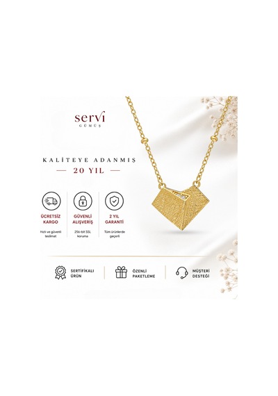 Servi 925 Ayar Gümüş Love Letter Kolye-12 Gold - Gümüş