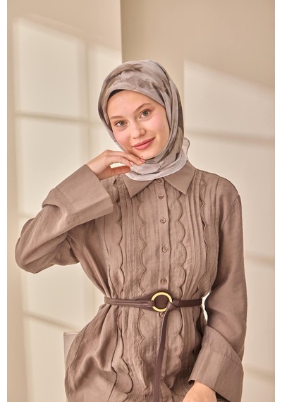Silk Home Olinda İpek Eşarp 47004-01 Gri, Koyu Vizon, Mor, Koyu Yeşil