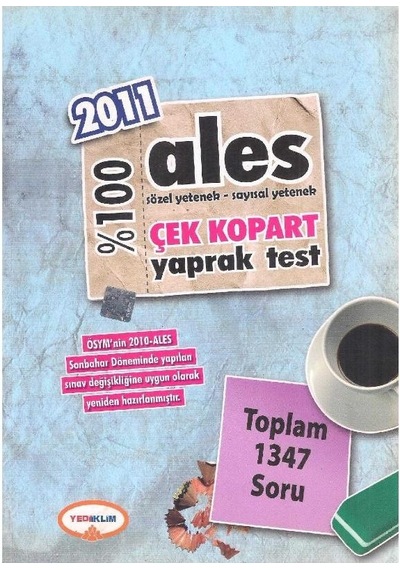 2011 %100 Ales Sayısal Yetenek Sözel Yetenek Çek Kopart Yaprak Test