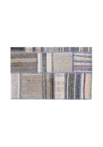 El Dokuması Patchwork Vintage Yün Pamuk Çizgili Halı 1309 160 X 230 Cm Çok Renkli