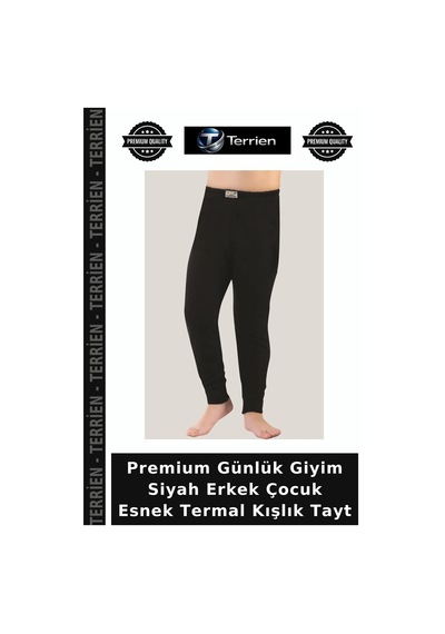 Terrien Premium Günlük Giyim Siyah Erkek Çocuk Esnek Termal Kışlık Tayt