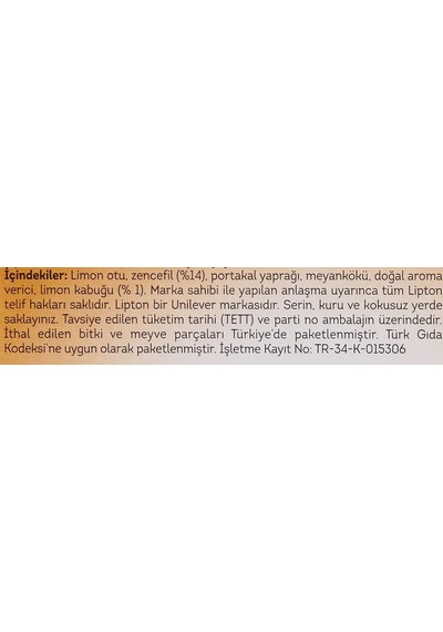 Zencefil Ve Limon Bardak Poşet Bitki Çayı 20'li Paket