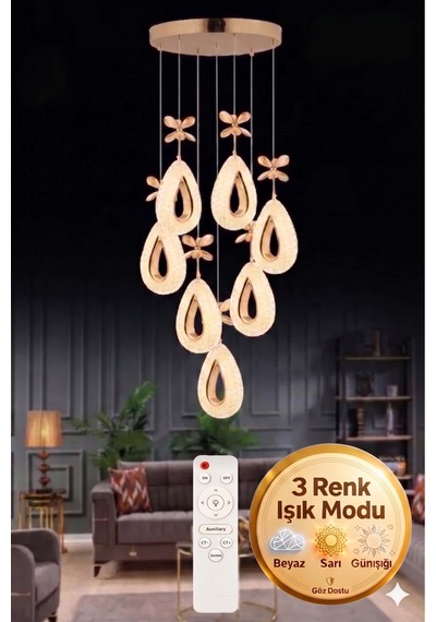 Lalin Gold Kumandalı 7li Avize