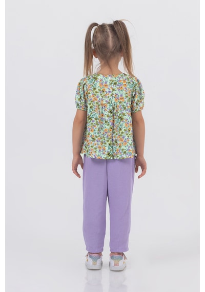 Harika Kids Kız Çocuk Dokuma Üst Keten Pantalon Model Alt-üst Takım Lila
