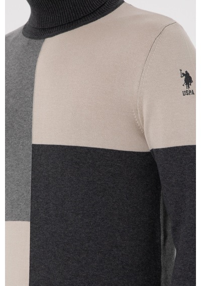 U.S. Polo Assn. Erkek Slim Fit Yarım Balıkçı Yaka Koyu Yeşil Kazak 50297057-VR049