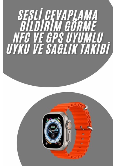 Akıllı Saat Android Ve İos Uyumlu 49 Mm Nfc Özelliği Gps Takibi Turuncu