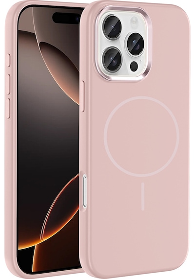 Apple Uyumlu iPhone 16 Pro Max Kılıf M-safe Şarj Özellikli Metal Kamera Çerçeveli Klfs Edi Silikon Kapak - Rose G Rose Gold