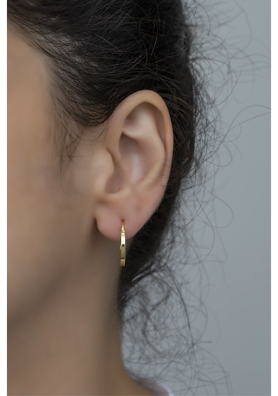 Nereze 925 Ayar Gümüş 15 MM Gold Tamtur Küpe