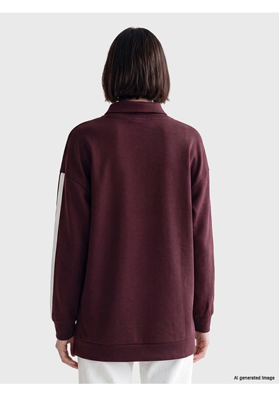 Lcw Modest Mürdüm Soft Touch Oversize Kadın Sweatshirt Tunik