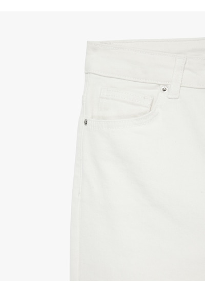 Koton Normal Bel Dar Kalıp Pamuklu Düğmeli Kısa İspanyol Paça Pantolon - Kick Flare Jeans Kırık Beyaz 6sal40006mw Ekru Koton Normal Bel Dar Kalıp Pamuklu Düğmeli Kısa İspanyol Paça Pantolon - Kick Flare Jeans Kırık Beyaz 6sal40006mw Ekru
