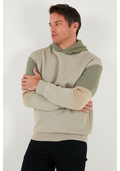 Buratti Pamuklu Relaxed Fit Kapüşonlu Içi Tüylü Yumuşak Şardonlu Erkek Sweat 5905299 Taş