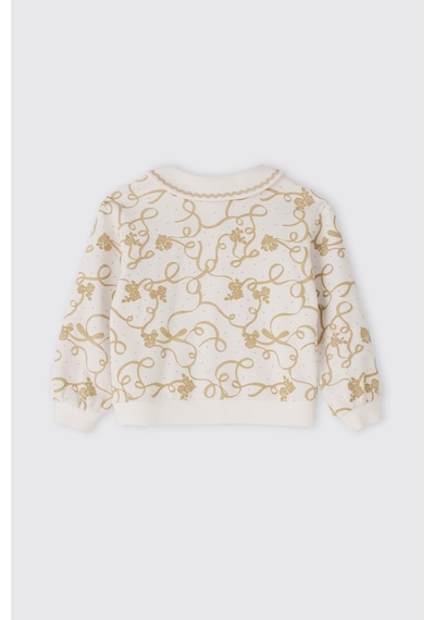 Panço Kız Bebek Fermuarlı Beyaz Sweatshirt