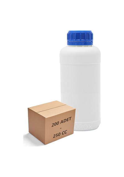 Borox Plastik Yuvarlak Mavi Kilit Kapaklı Numune Şişe 200 x 250 ML