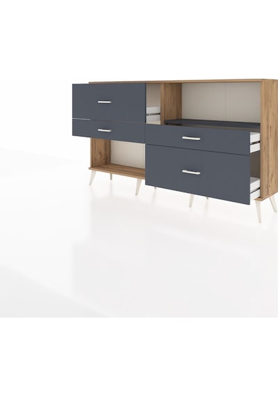 Arges Konsol Tek Raflı 4 Çekmeceli 176x30x99 Çam-antrasit Çam-antrasit Arges Konsol Tek Raflı 4 Çekmeceli 176x30x99 Çam-antrasit Çam-antrasit