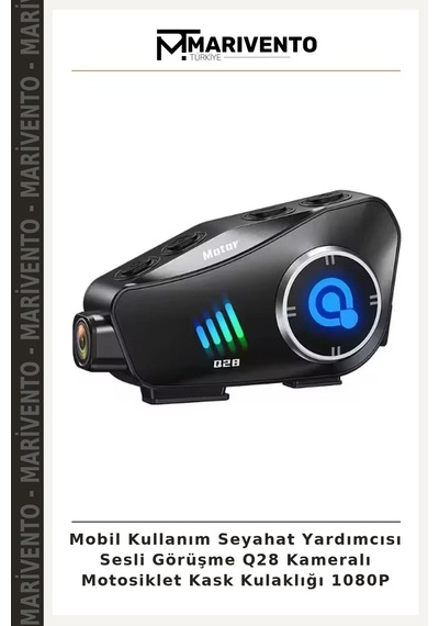 Mobil Kullanım Seyahat Yardımcısı Sesli Görüşme Q28 Kameralı Motosiklet Kask Kulaklığı 1080p