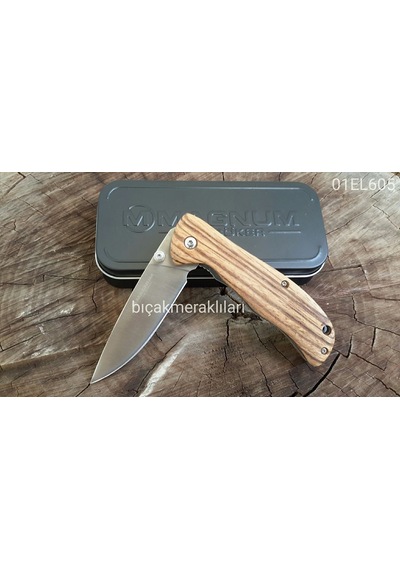 Böker Magnum 01el605 Kamp Çakı-Zebra Ağacı Sap Kahverengi - Gri