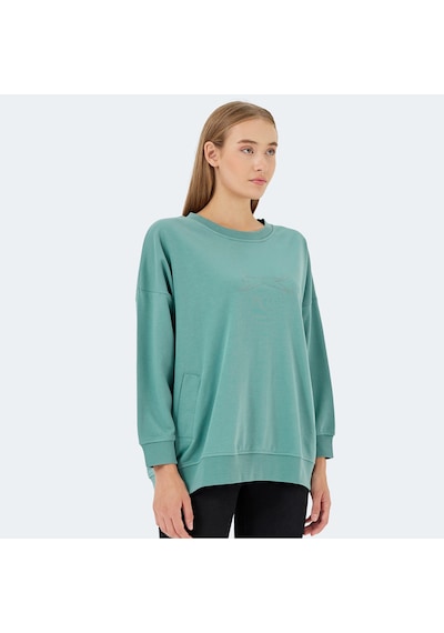Slazenger VIKENTI SW Oversize Kadın Cepli Oversıze Yeşil Sweatshirt