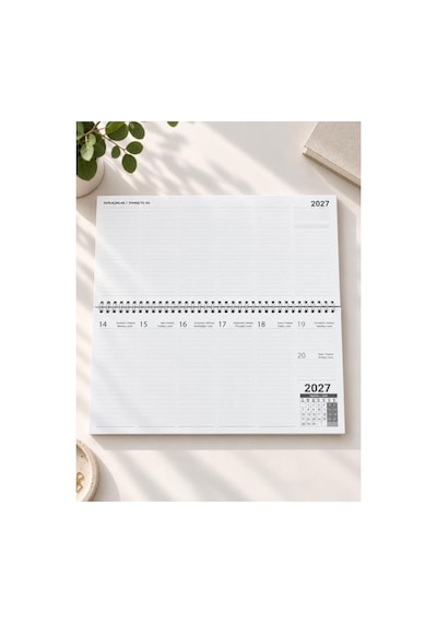 Lizy 2027 Spiralli Masa Takvim 16x33 Cm Ekru