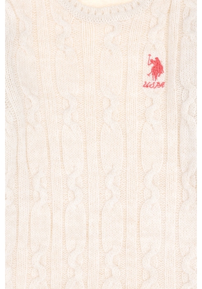 U.S. Polo Assn. Kız Çocuk Krem Melanj Bisiklet Yaka Triko Elbise 50297201-VR159