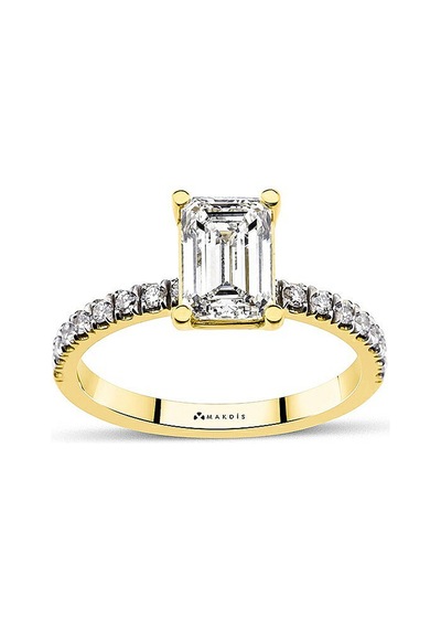 1.75 Karat Emerald Tektaş Pırlanta Yüzük Beyaz Altın