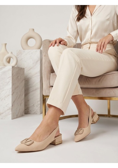 Nesilshoes Nesil Shoes Ceylan 801 Ten Saten Tokalı Kadın Sandalet