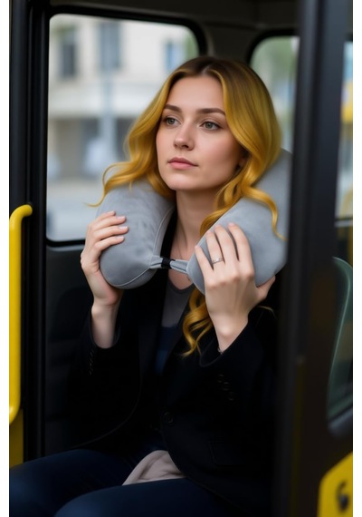 Seyehat Boyun Yastığı U Tip Klipsli Gri