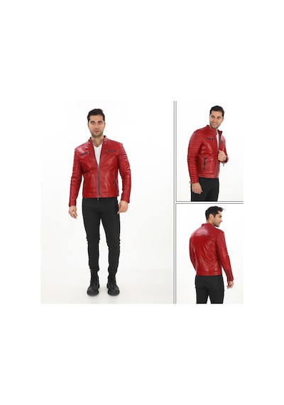 New Zaya Leather Erkek Biker Deri Ceket -