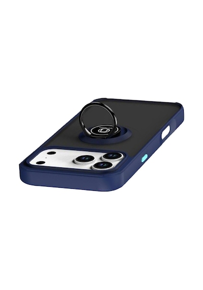 Apple iPhone  Uyumlu  17 Pro Max Montreal Yüzüklü Silikon Kapak - Lacivert Çok Renkli