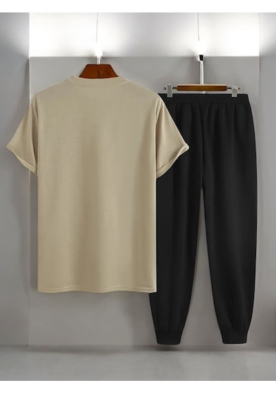 Uyguntarz Unisex Fazla Tepki Verdiğinizi Düşünüyorum Baskılı Eşofman Takımı Bej