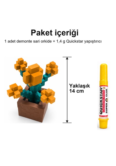 Piksel Orkide Biblo - 3d Baskı, Minecraft Esintili Sarı