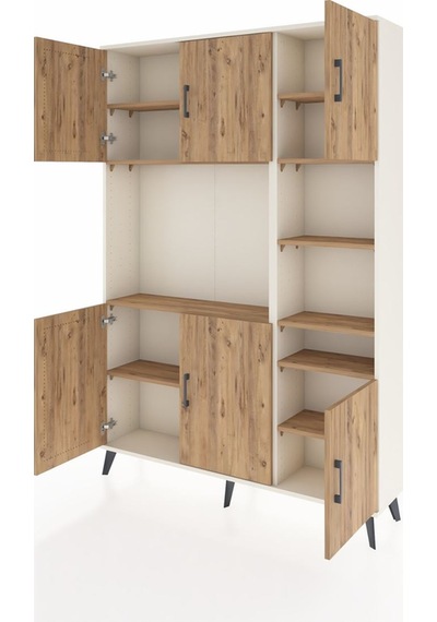 Arges Dolap 10 Raflı 6 Kapaklı 132x30x195 Aytaşı-çam/çam Aytaşı