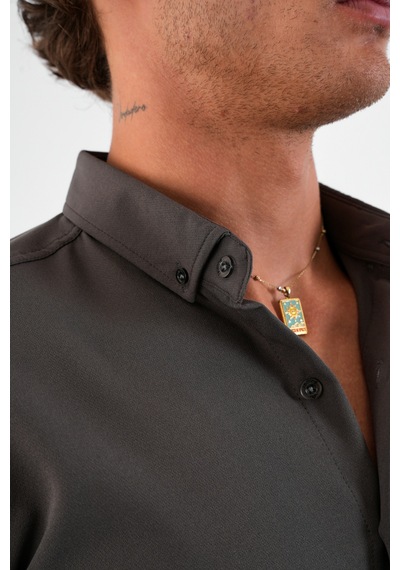 Redline Flex Slim Fit Yumuşak Kolay Ütü Nefes Alan Erkek Gömlek Gri