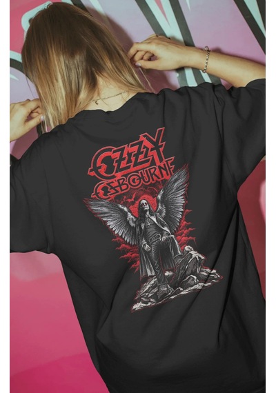 Ozzy Osbourne Black Sabbath Rapper Şarkıcı Baskılı Unisex Oversiz Siyah